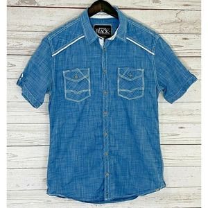 BUCKLE Black Short Sleeve Tailored Fit Shirt L